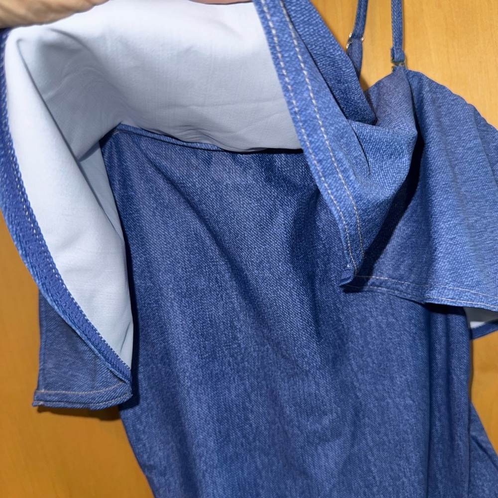 NWOT-Blue Ruffled Swimsuit - Picture 2 of 8
